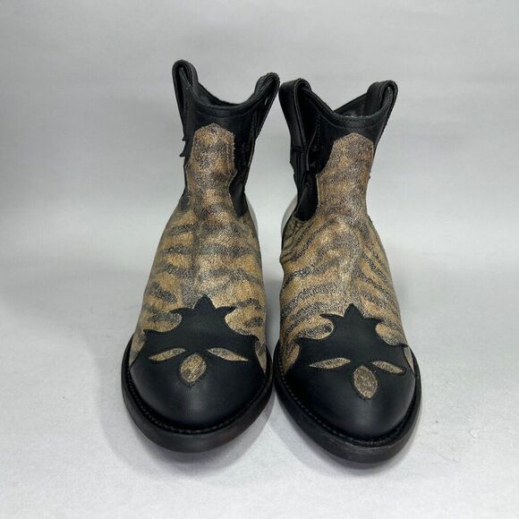 Golden Goose Ankle Boots Women's Size 7 Black Leather Western Cowboy Booties - Picture 2 of 14